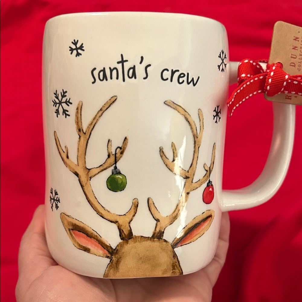 🎄NEW RELEASE 2025🎄Rae Dunn Santa's Crew Reindeer Mug with Antlers